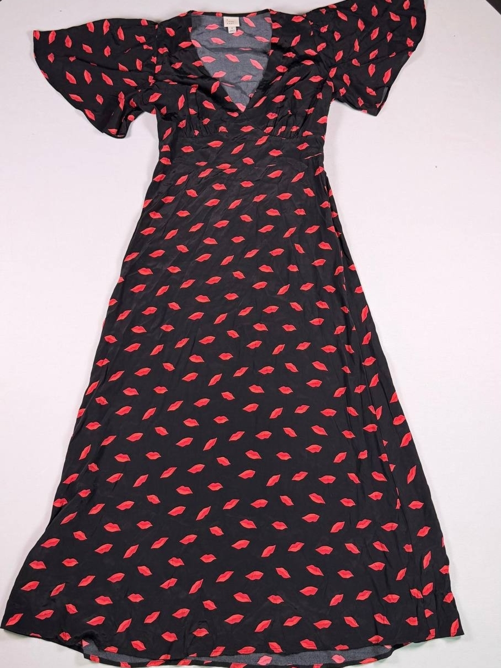 a new day Black Maxi Dress with Red Lip Print